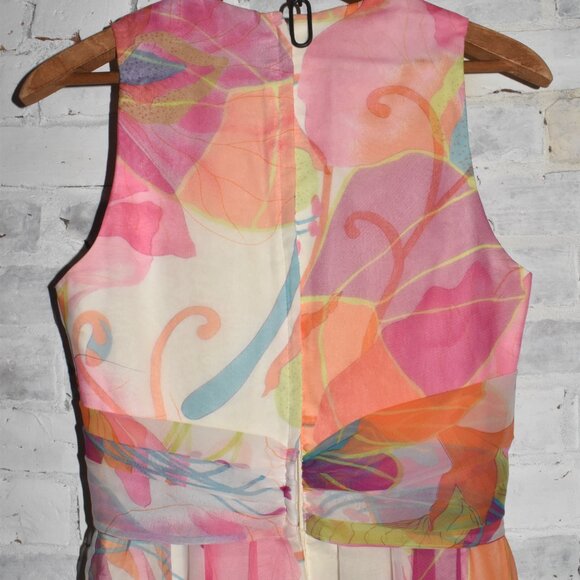 1960's VINTAGE Abstract Flora Chiffon Maxi Stunning Dress Small Size - Picture 10 of 16